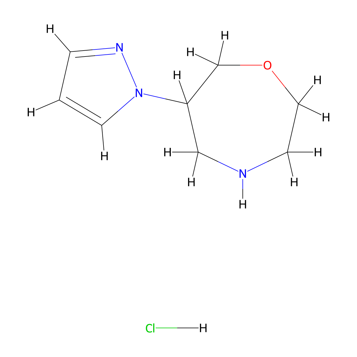 6-Pyrazol-1-yl-1,4-oxazepane;hydrochloride molecular structure, CAS 2247106-18-7