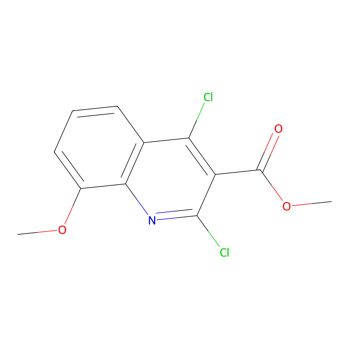 Methyl 2,4-dichloro-8-methoxyquinoline-3-carboxylate molecular structure, CAS 2247106-46-1