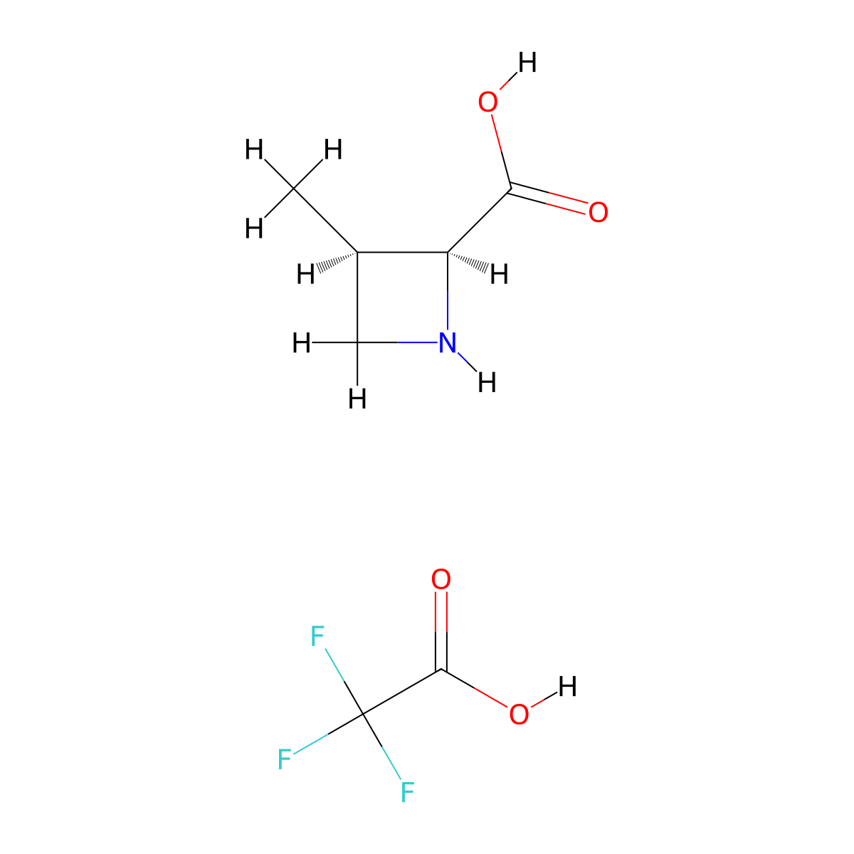 rac-(2R,3S)-3-methylazetidine-2-carboxylicacid,trifluoroaceticacid,cis molecular structure, CAS 2247106-48-3