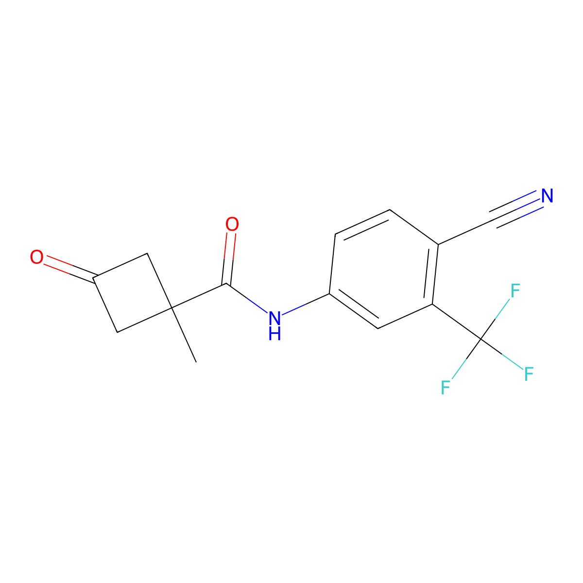 N-[4-Cyano-3-(trifluoromethyl)phenyl]-1-methyl-3-oxocyclobutane-1-carboxamide molecular structure, CAS 2247106-65-4