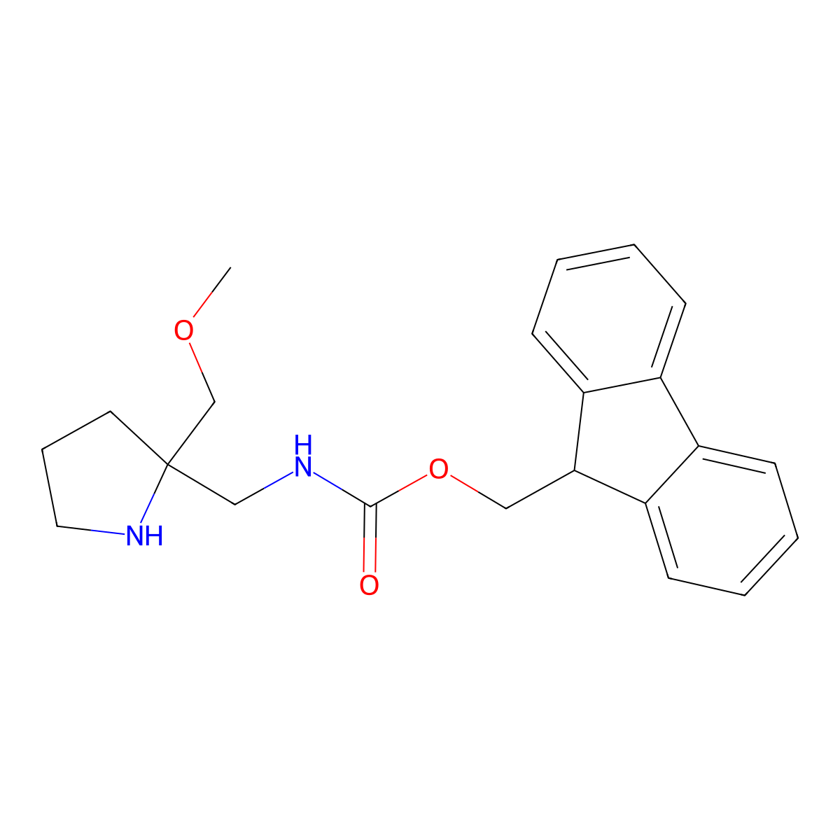 (9H-fluoren-9-yl)methyl N-{[2-(methoxymethyl)pyrrolidin-2-yl]methyl}carbamate molecular structure, CAS 2247106-67-6