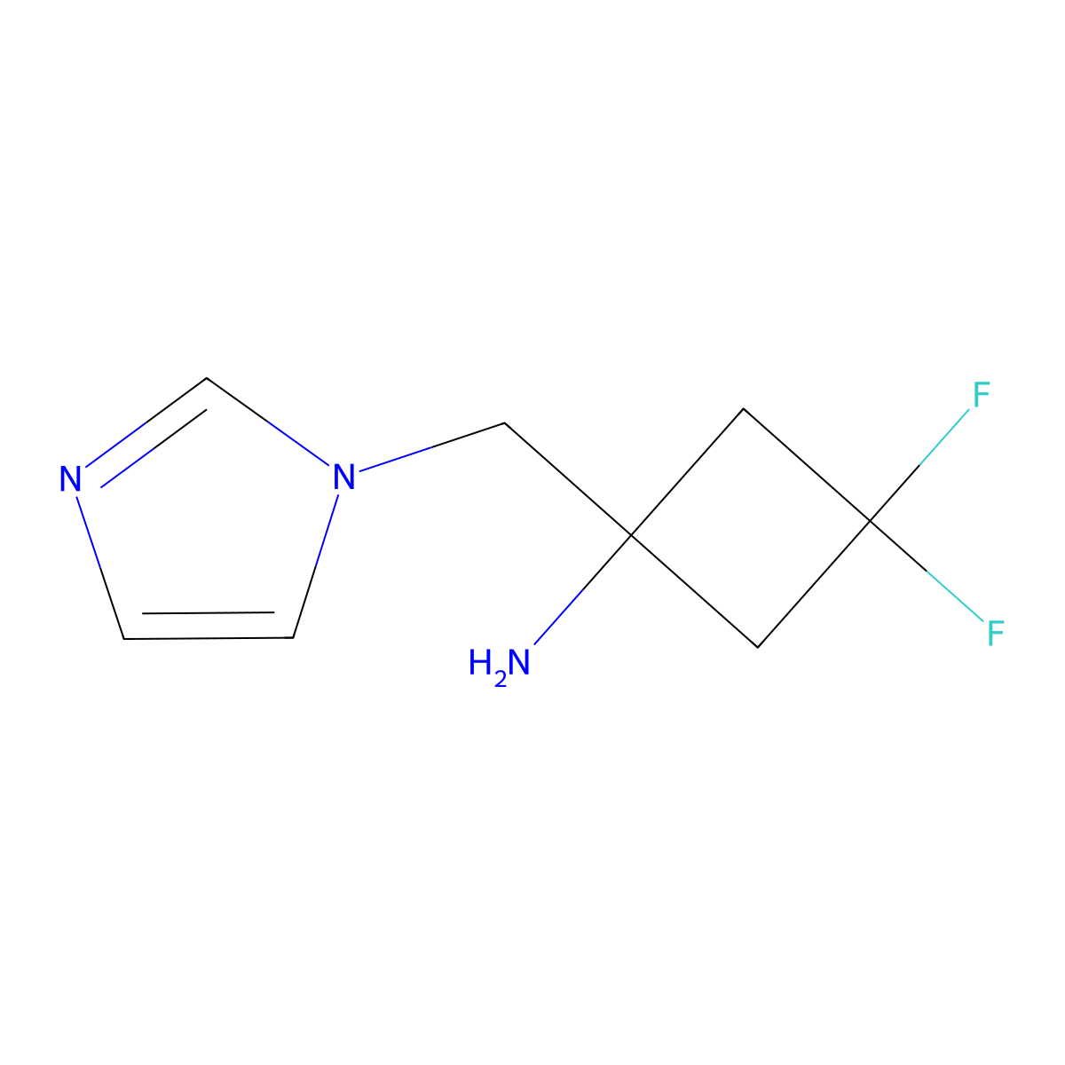 3,3-difluoro-1-[(1H-imidazol-1-yl)methyl]cyclobutan-1-amine molecular structure, CAS 2247106-69-8