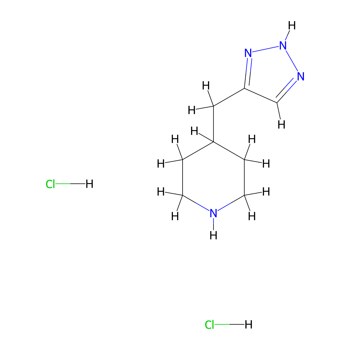 4-[(1H-1,2,3-triazol-5-yl)methyl]piperidine dihydrochloride molecular structure, CAS 2247106-71-2