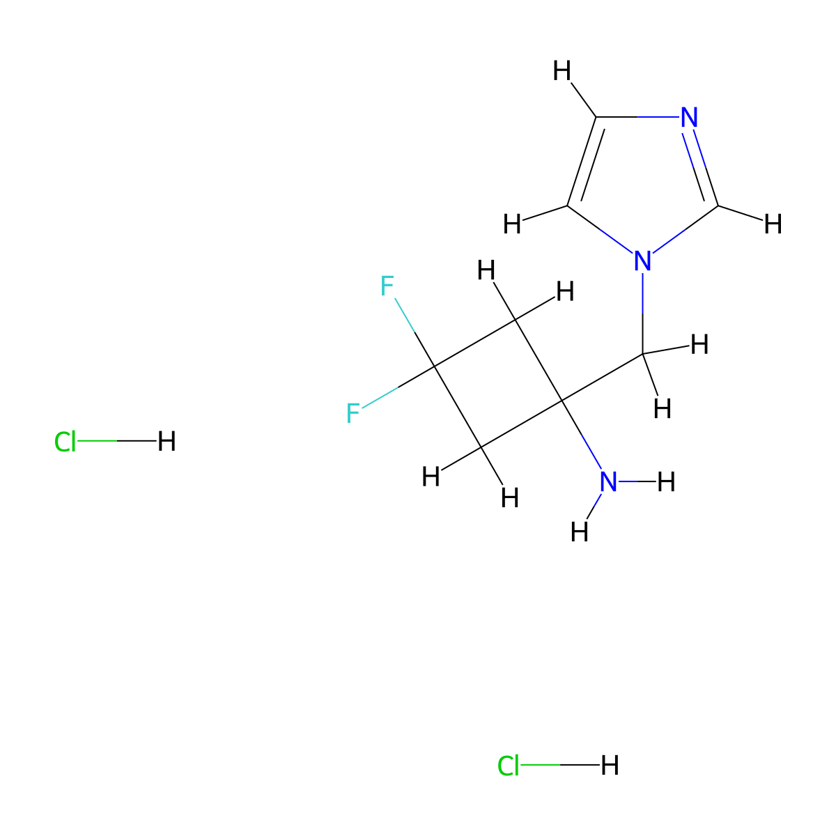 3,3-difluoro-1-((1H-imidazol-1-yl)methyl)cyclobutan-1-amine dihydrochloride molecular structure, CAS 2247106-78-9