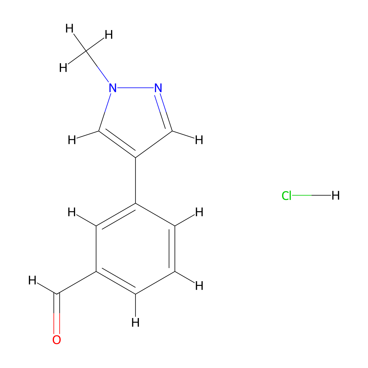 3-(1-methyl-1H-pyrazol-4-yl)benzaldehyde hydrochloride molecular structure, CAS 2247106-82-5