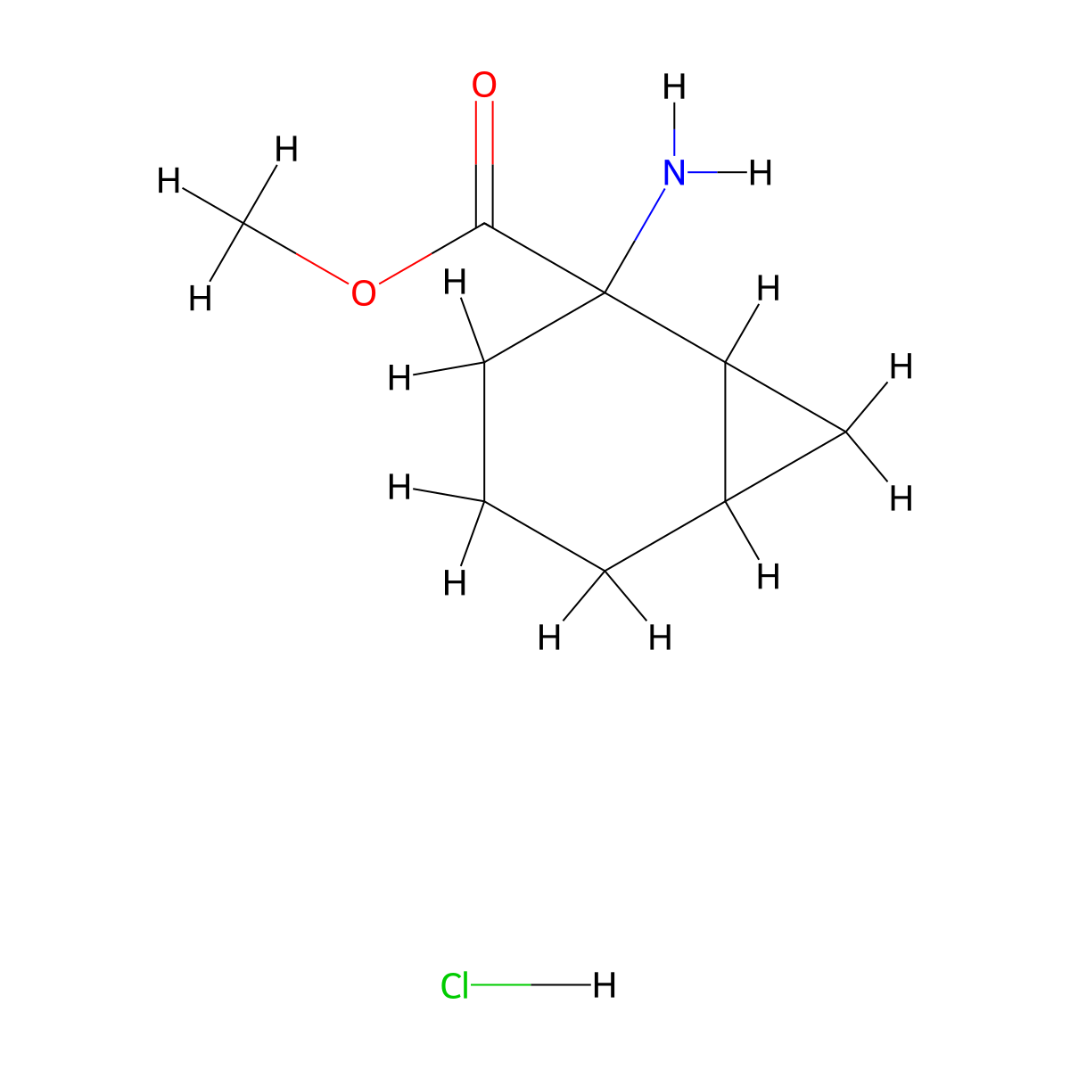 Methyl 2-aminobicyclo[4.1.0]heptane-2-carboxylate hydrochloride molecular structure, CAS 2247106-85-8