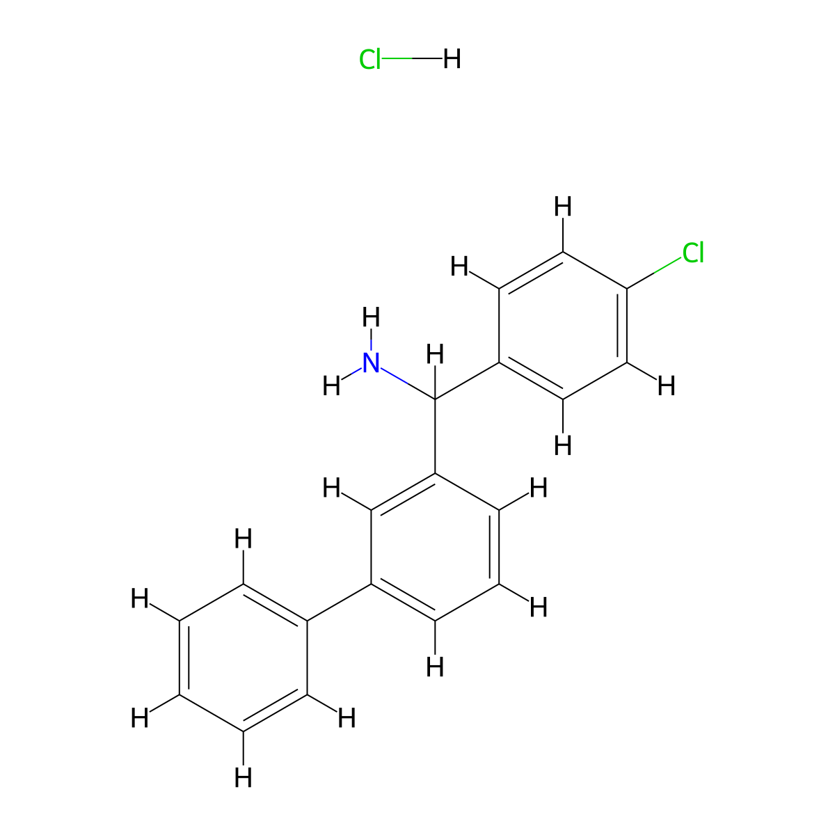 1-{[1,1'-Biphenyl]-3-yl}-1-(4-chlorophenyl)methanamine hydrochloride molecular structure, CAS 2247106-88-1