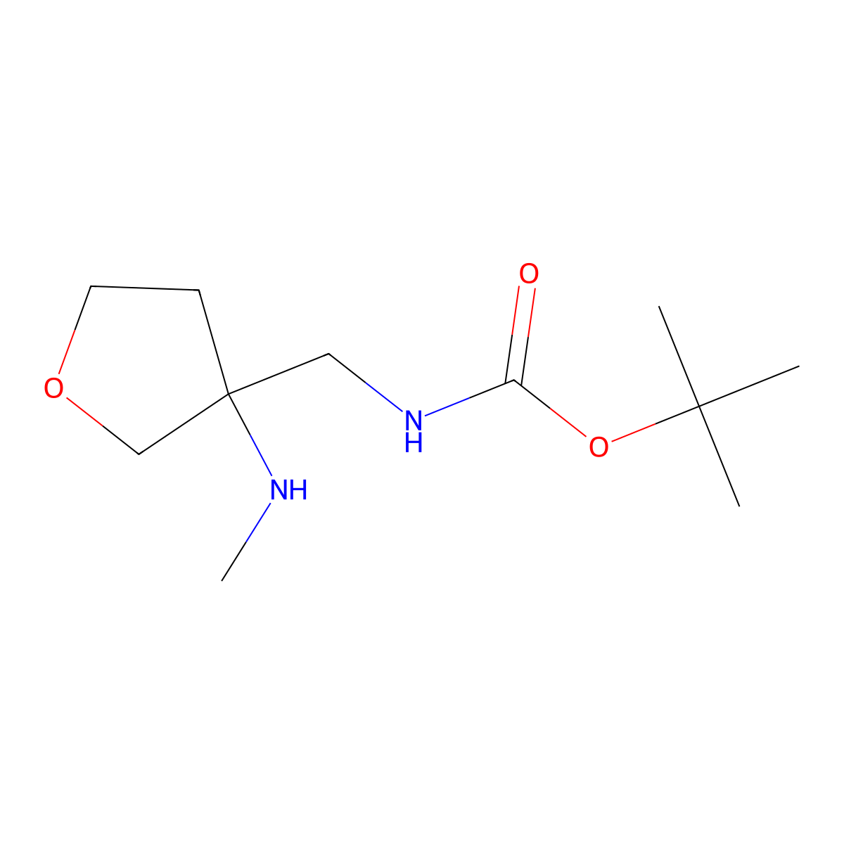 tert-butyl N-{[3-(methylamino)oxolan-3-yl]methyl}carbamate molecular structure, CAS 2247106-94-9