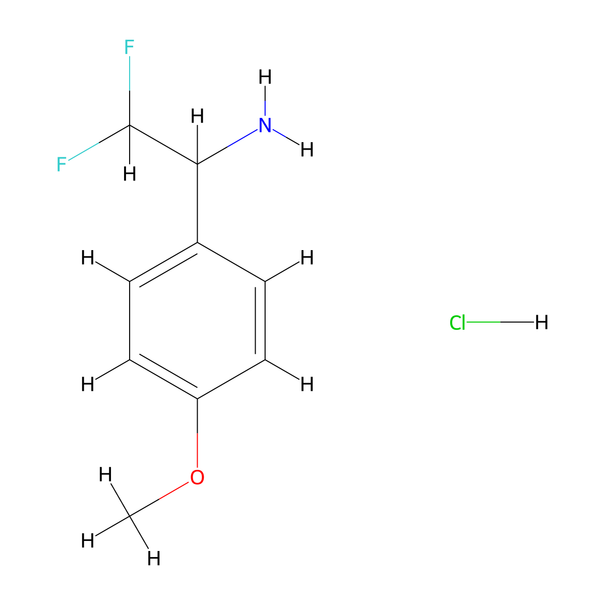 2,2-Difluoro-1-(4-methoxyphenyl)ethan-1-amine hydrochloride molecular structure, CAS 2247106-98-3