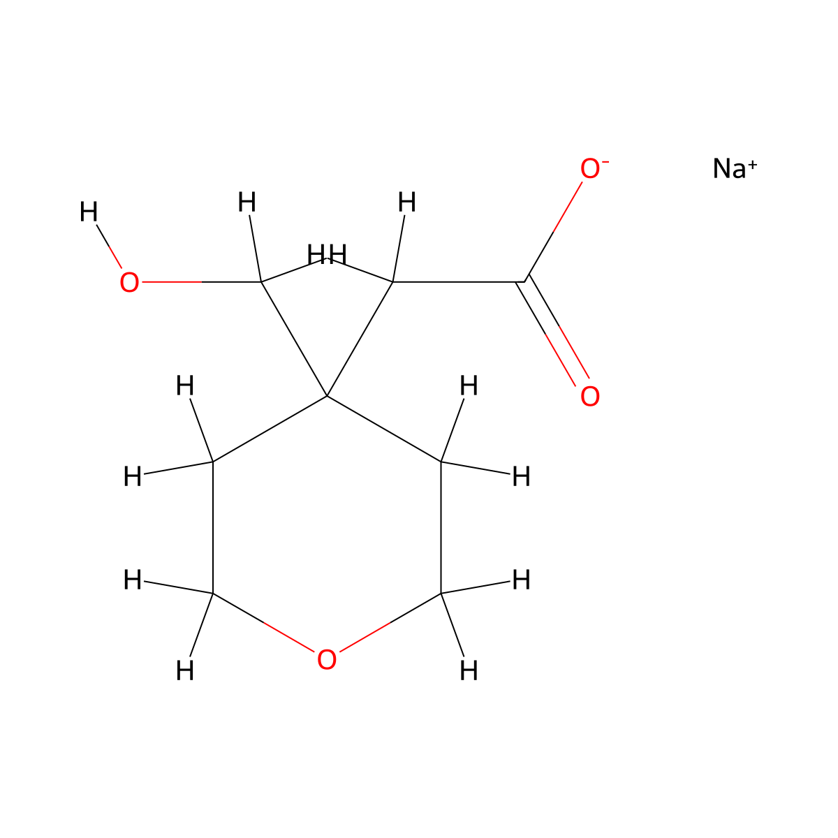 Sodium 2-[4-(hydroxymethyl)oxan-4-yl]acetate molecular structure, CAS 2247106-99-4