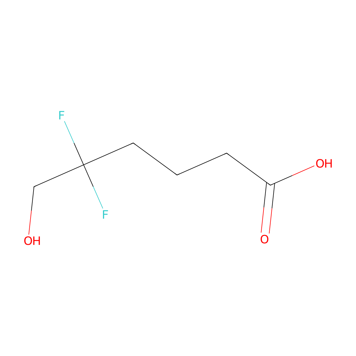 5,5-Difluoro-6-hydroxyhexanoic acid molecular structure, CAS 2247107-02-2