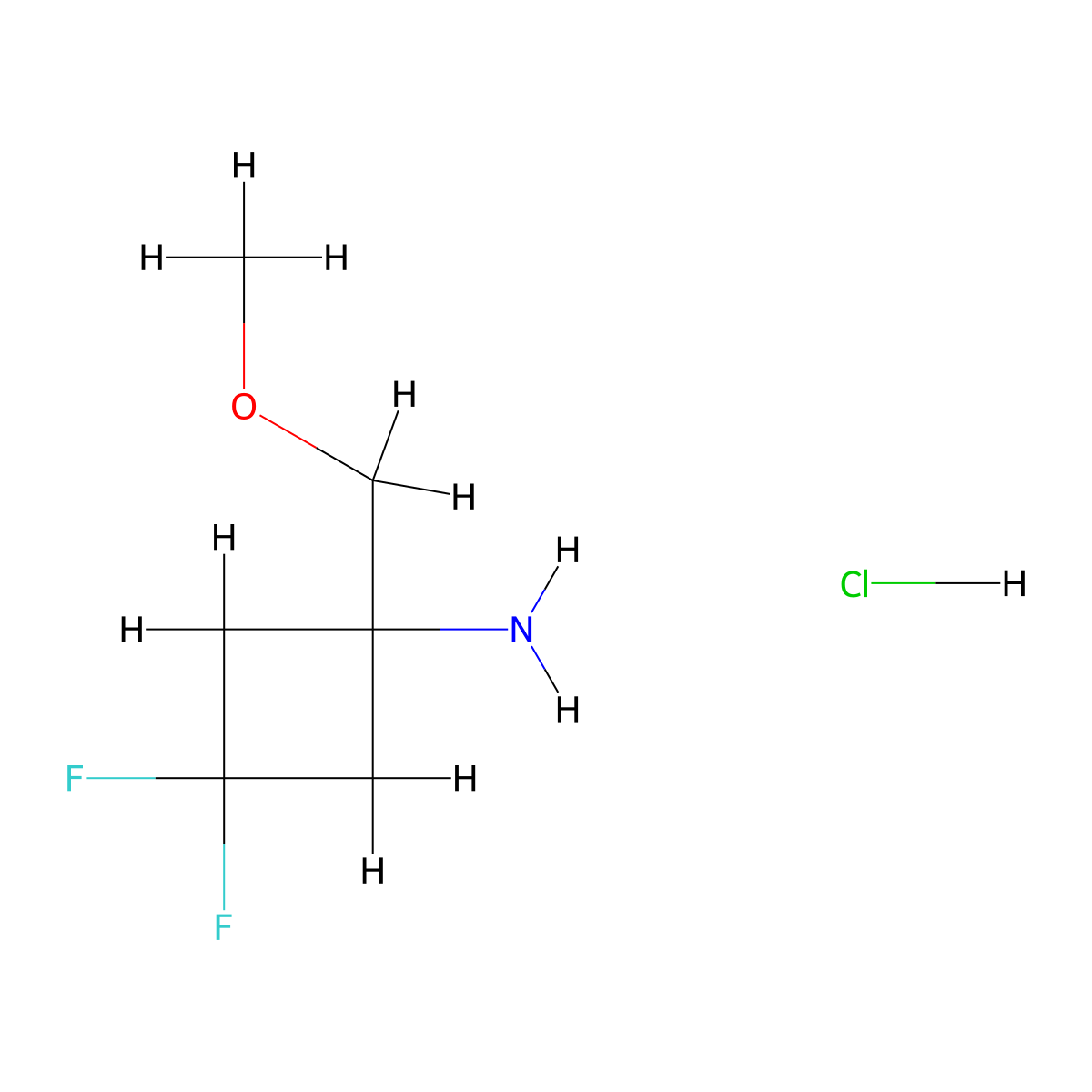3,3-Difluoro-1-(methoxymethyl)cyclobutan-1-amine hydrochloride molecular structure, CAS 2247107-09-9