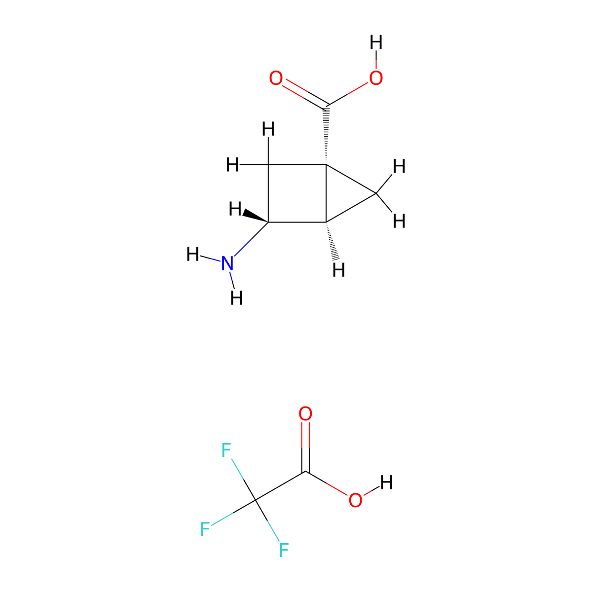 rac-(1R,3S,4S)-3-aminobicyclo[2.1.0]pentane-1-carboxylic acid; trifluoroacetic acid molecular structure, CAS 2247107-13-5