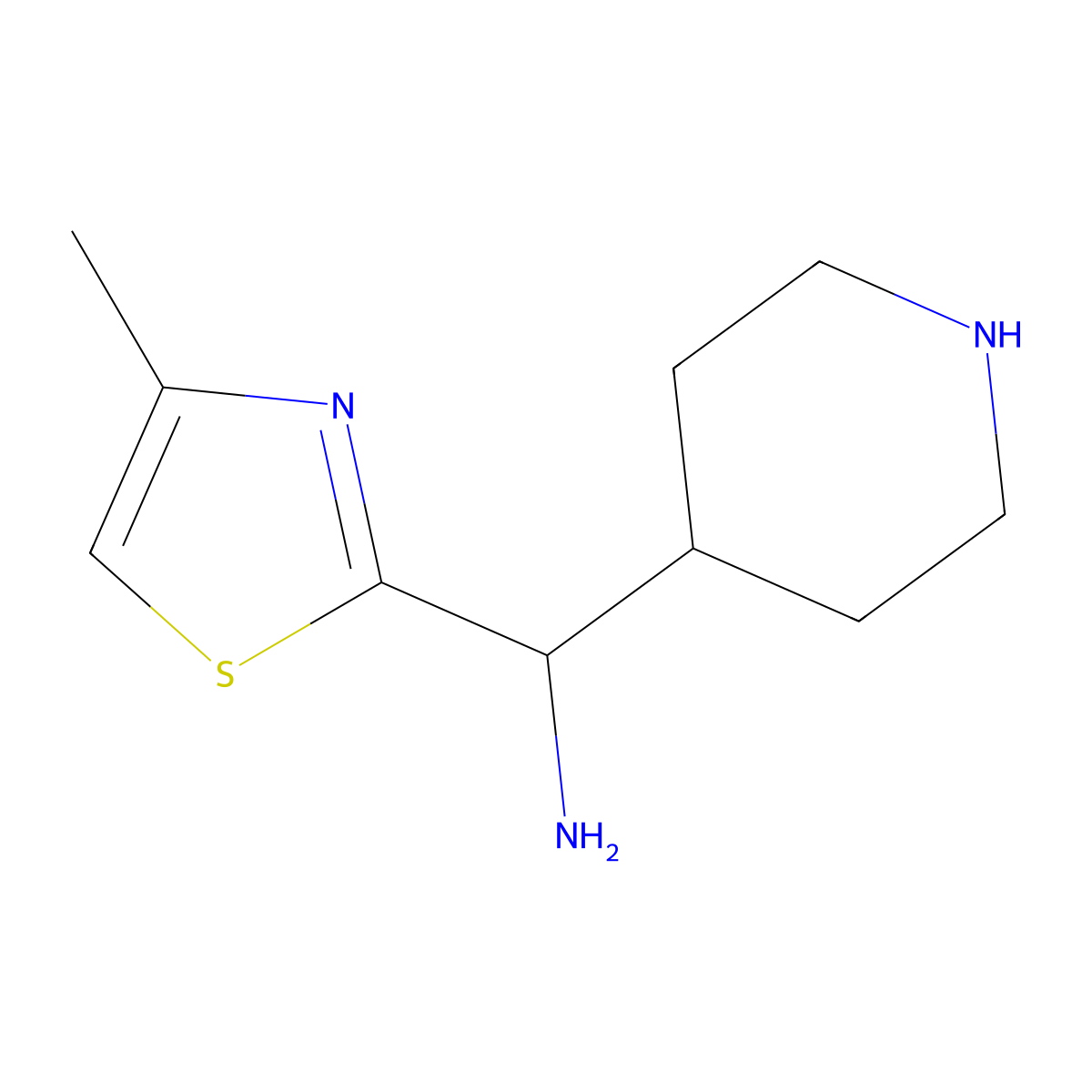 1-(4-Methyl-1,3-thiazol-2-yl)-1-(piperidin-4-yl)methanamine molecular structure, CAS 2247107-20-4