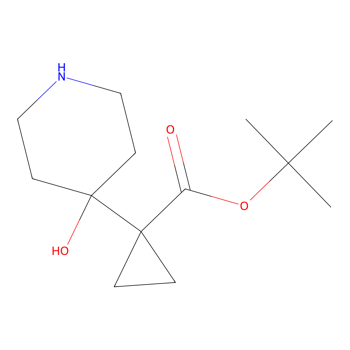 Tert-butyl 1-(4-hydroxypiperidin-4-yl)cyclopropane-1-carboxylate molecular structure, CAS 2247107-30-6