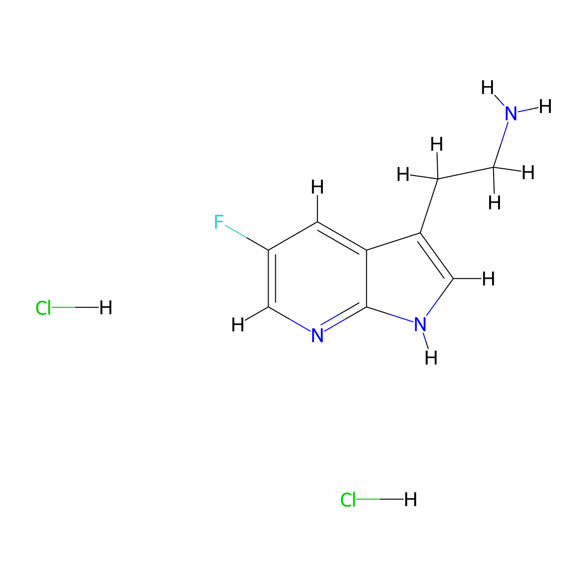 2-(5-fluoro-1H-pyrrolo(2,3-b)pyridin-3-yl)ethan-1-amine dihydrochloride molecular structure, CAS 2247107-34-0