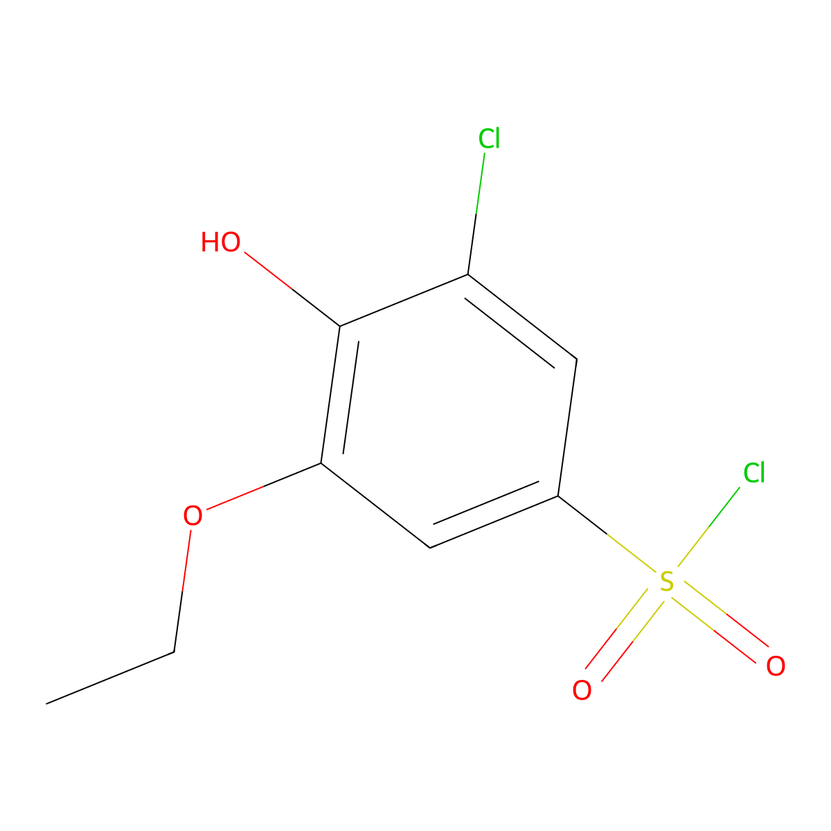3-Chloro-5-ethoxy-4-hydroxybenzene-1-sulfonyl chloride molecular structure, CAS 2247107-66-8
