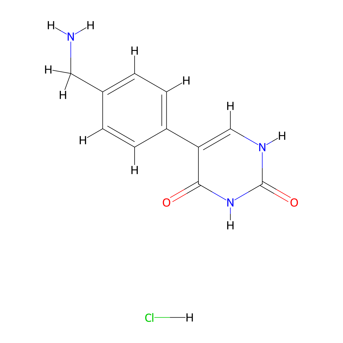 5-[4-(Aminomethyl)phenyl]-1,2,3,4-tetrahydropyrimidine-2,4-dione hydrochloride molecular structure, CAS 2247107-75-9