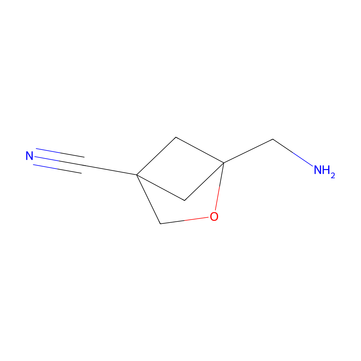 1-(Aminomethyl)-2-oxabicyclo(2.1.1)hexane-4-carbonitrile molecular structure, CAS 2247107-84-0