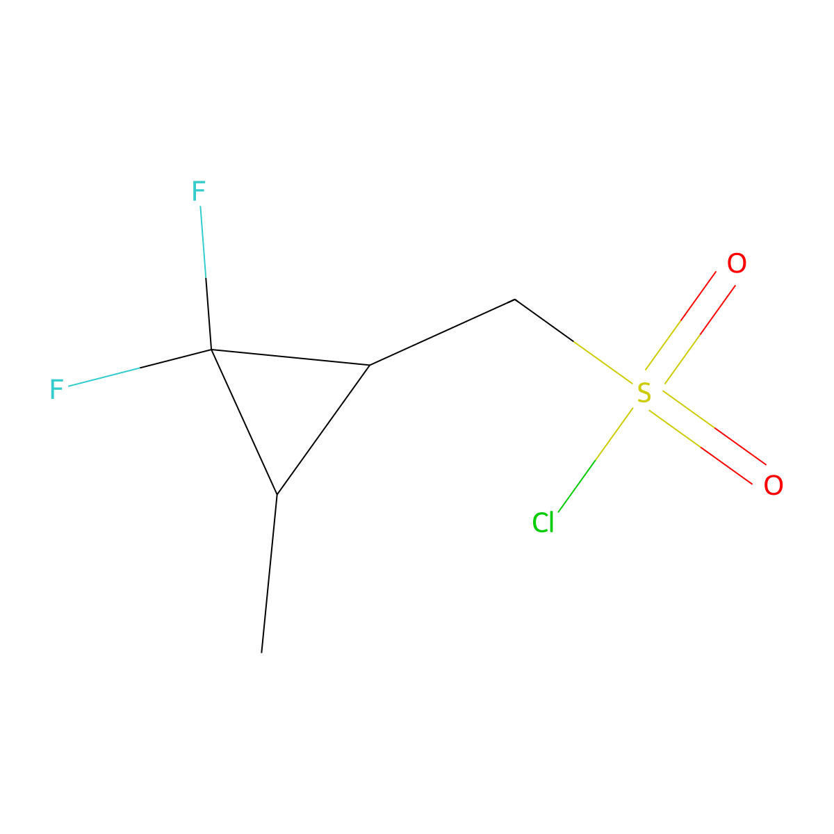 rac-[(1R,3R)-2,2-difluoro-3-methylcyclopropyl]methanesulfonylchloride,trans molecular structure, CAS 2247107-86-2