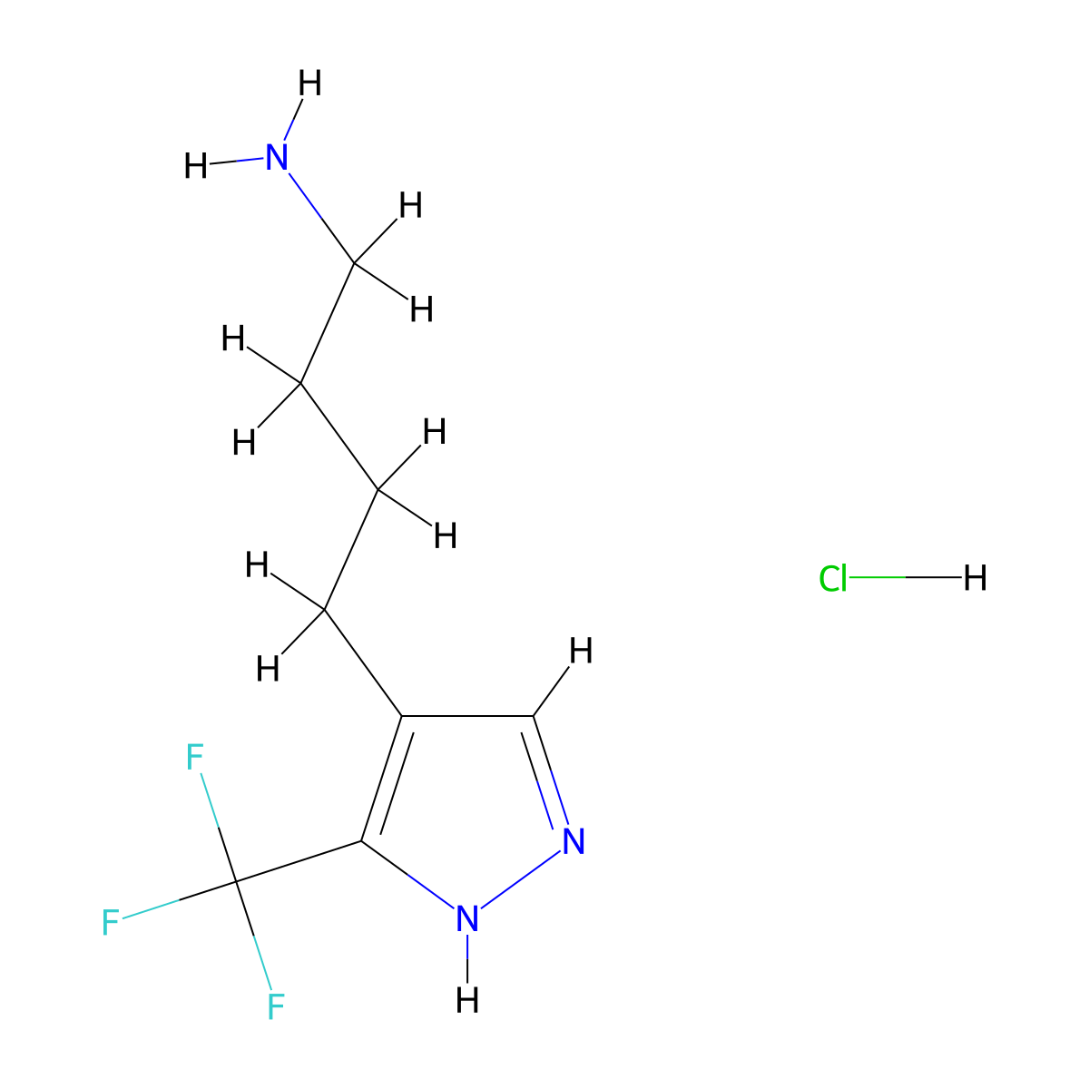 4-[3-(trifluoromethyl)-1H-pyrazol-4-yl]butan-1-aminehydrochloride molecular structure, CAS 2247107-91-9