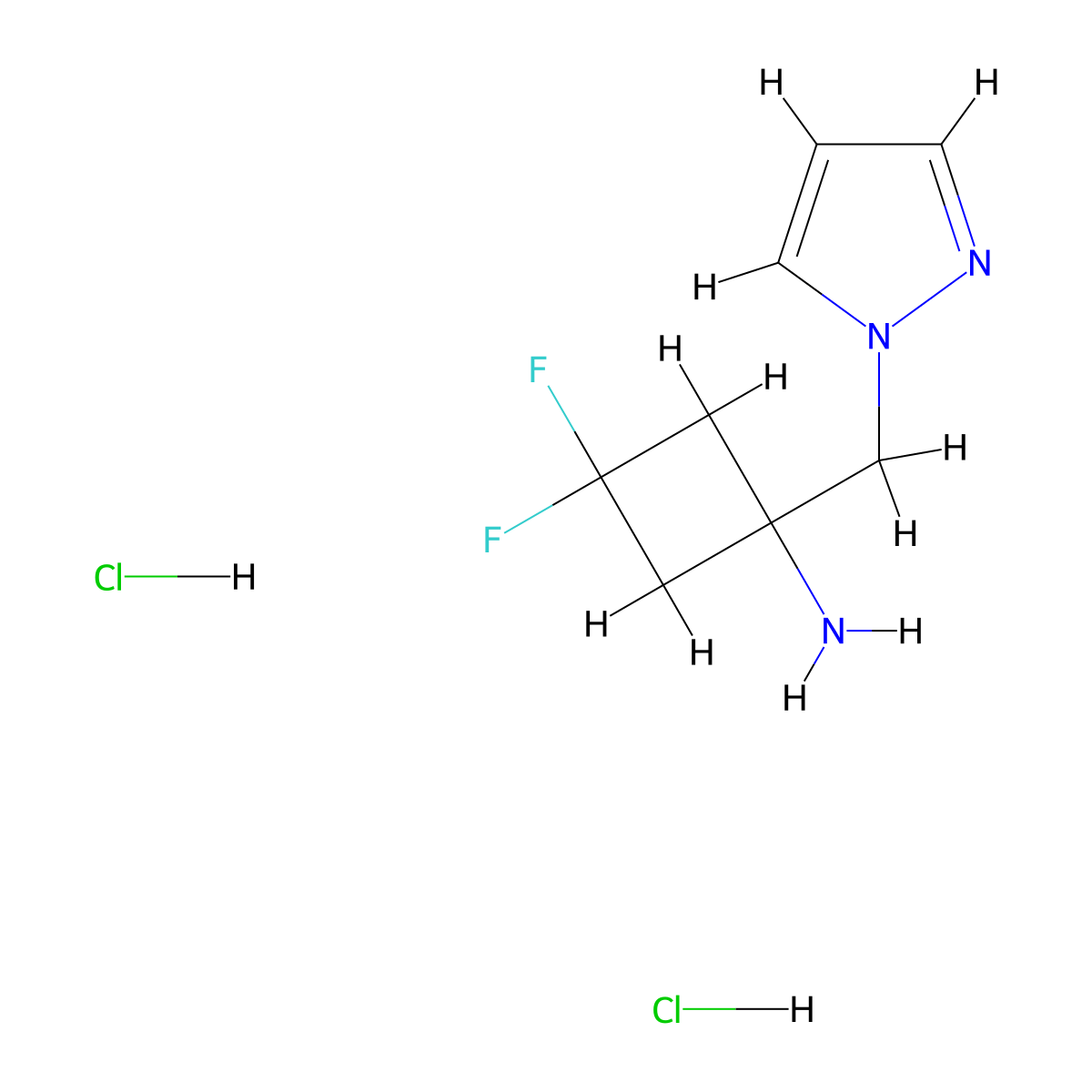 3,3-Difluoro-1-[(1h-pyrazol-1-yl)methyl]cyclobutan-1-amine dihydrochloride molecular structure, CAS 2247108-13-8