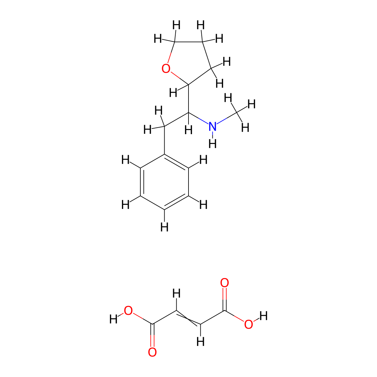 Methyl[1-(oxolan-2-yl)-2-phenylethyl]amine, (2Z)-but-2-enedioic acid molecular structure, CAS 2247108-52-5