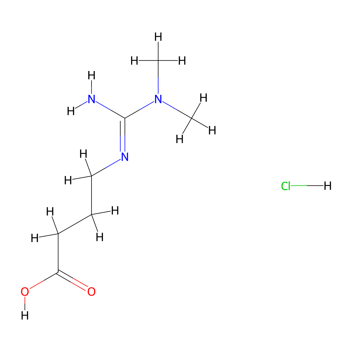 4-((E)-(amino(dimethylamino)methylidene)amino)butanoic acid hydrochloride molecular structure, CAS 2247108-57-0