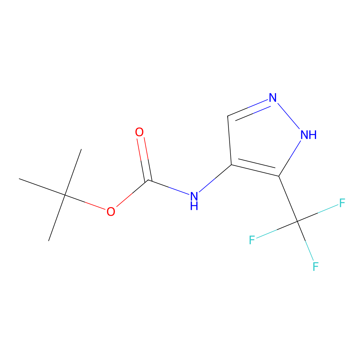 tert-butyl [3-(trifluoromethyl)-1H-pyrazol-4-yl]carbamate molecular structure, CAS 2247207-77-6