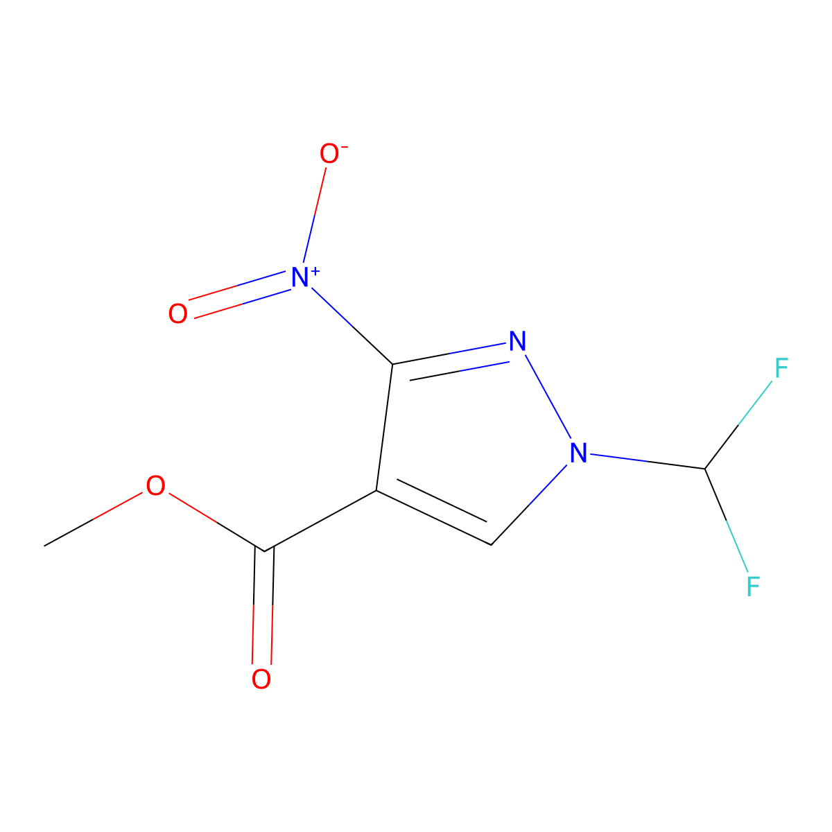 Methyl 1-(difluoromethyl)-3-nitro-pyrazole-4-carboxylate molecular structure, CAS 2247207-78-7