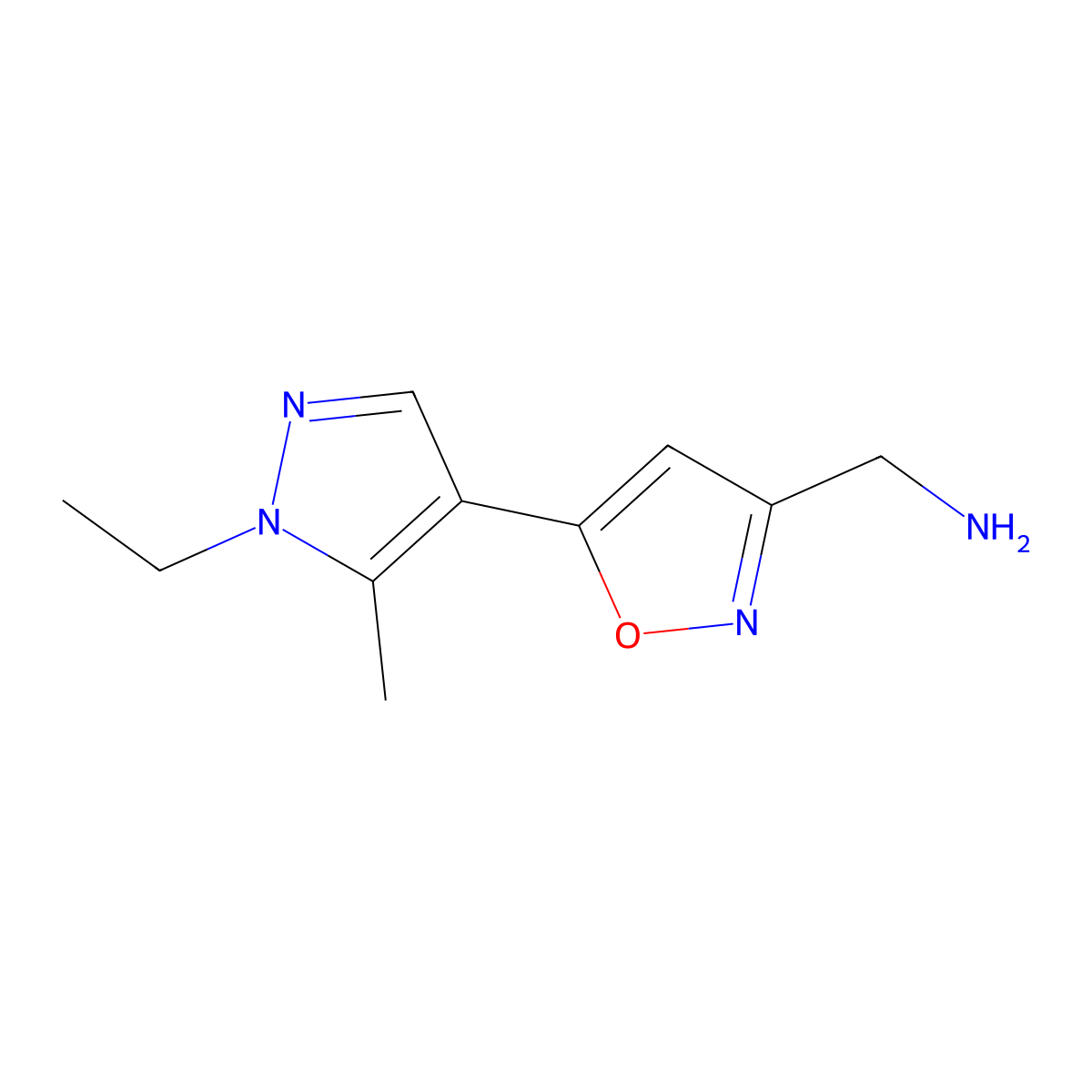 1-[5-(1-ethyl-5-methyl-1H-pyrazol-4-yl)-1,2-oxazol-3-yl]methanamine molecular structure, CAS 2247207-81-2