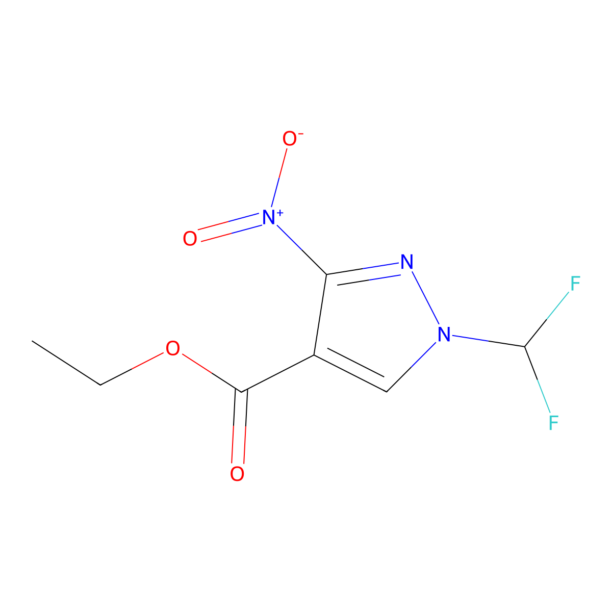 Ethyl 1-(difluoromethyl)-3-nitro-pyrazole-4-carboxylate molecular structure, CAS 2247207-83-4
