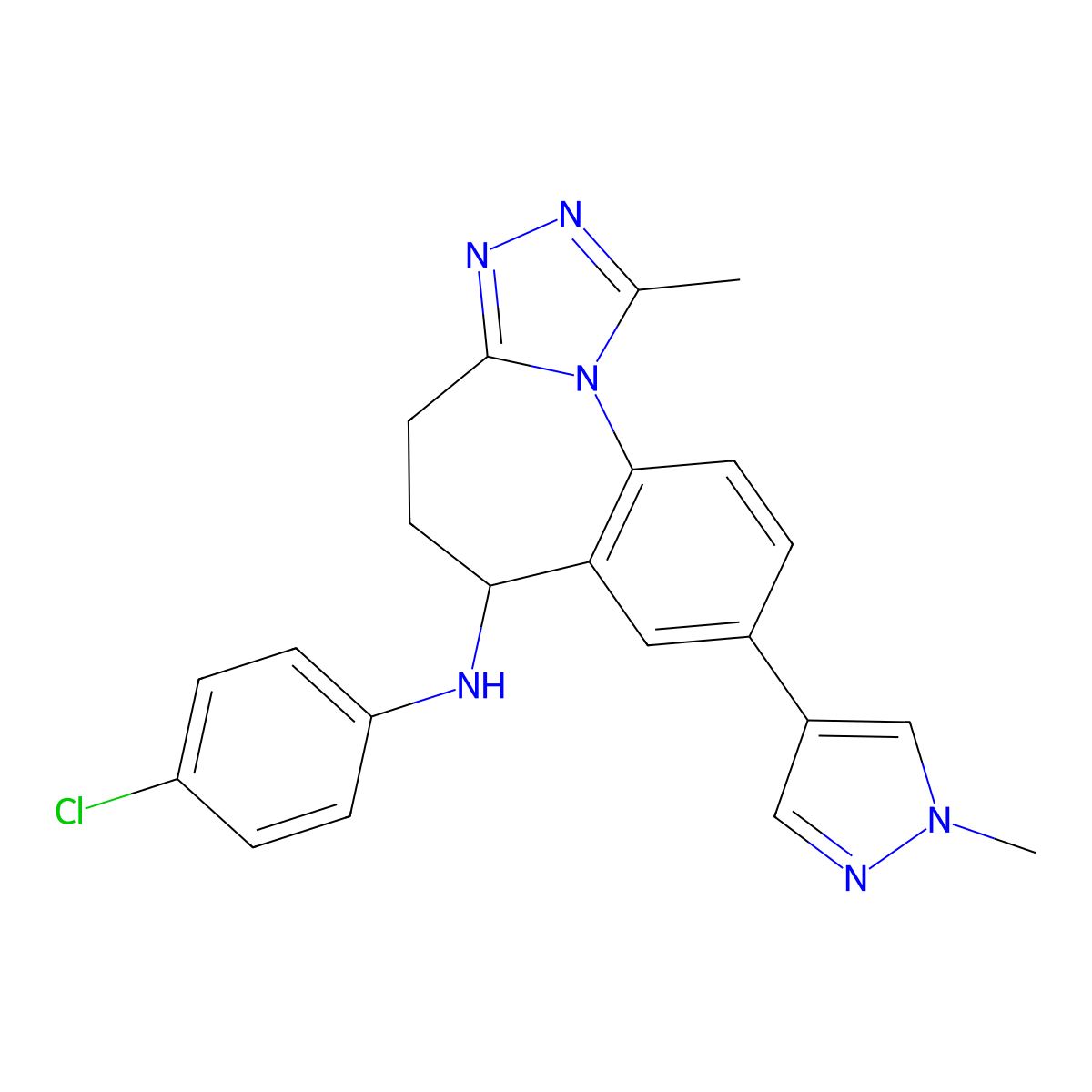(6S)-N-(4-chlorophenyl)-1-methyl-8-(1-methylpyrazol-4-yl)-5,6-dihydro-4H-[1,2,4]triazolo[4,3-a][1]benzazepin-6-amine molecular structure, CAS 2247236-61-7