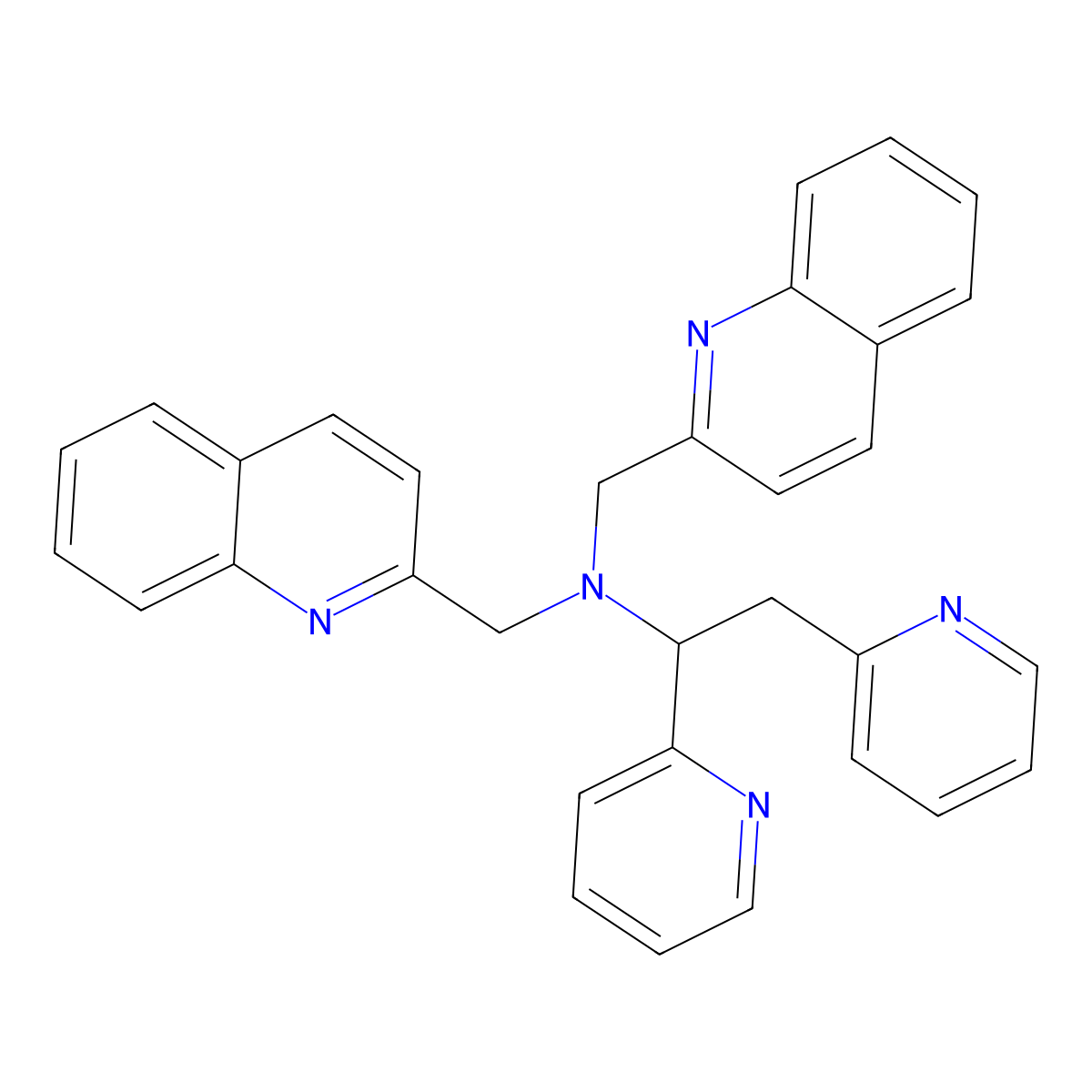 (1,2-Bis(pyridin-2-yl)ethyl)bis((quinolin-2-yl)methyl)amine molecular structure, CAS 2247262-97-9