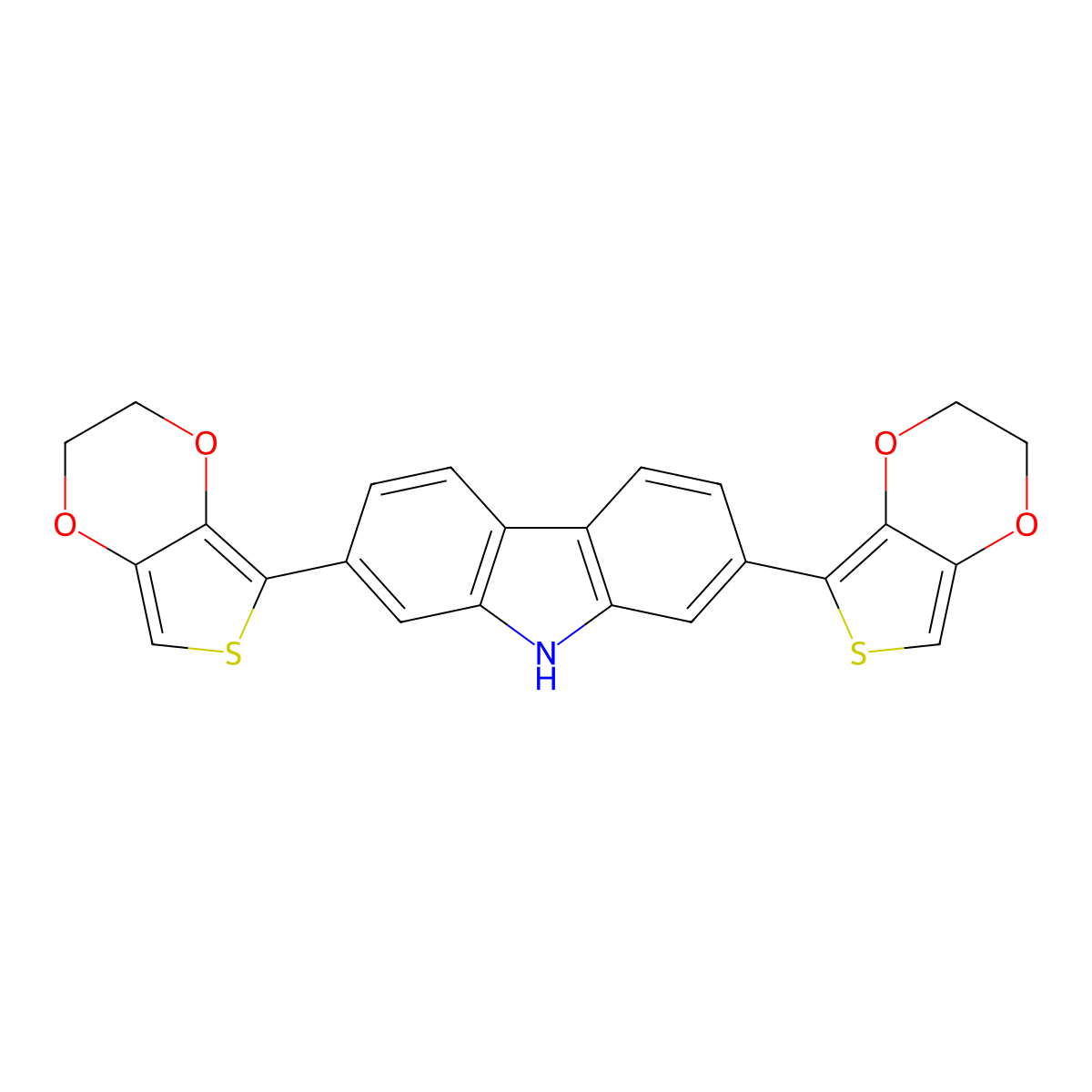 2,7-Bis(2,3-dihydrothieno[3,4-b][1,4]dioxin-5-yl)-9H-carbazole molecular structure, CAS 2247347-75-5