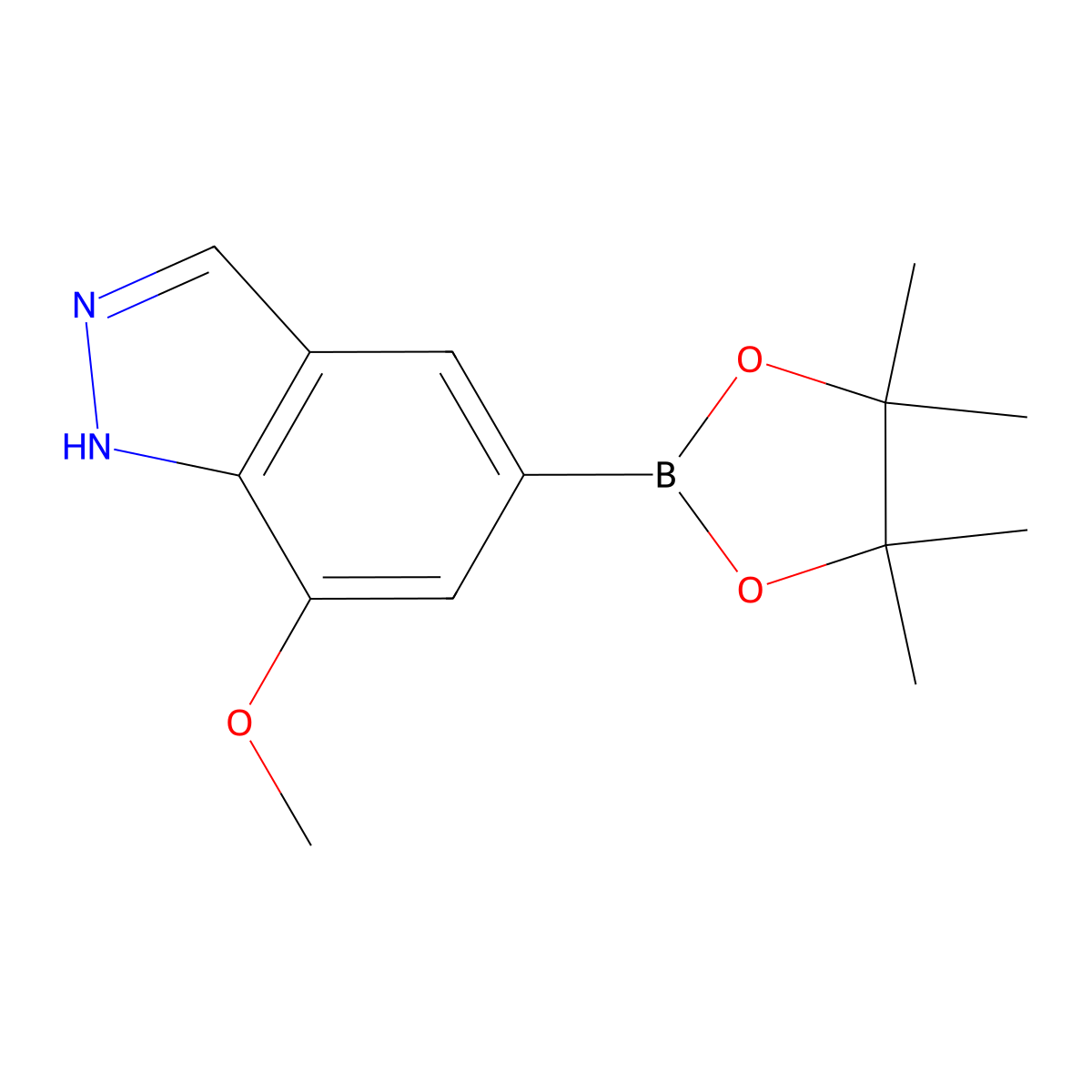 7-methoxy-5-(4,4,5,5-tetramethyl-1,3,2-dioxaborolan-2-yl)-1H-indazole molecular structure, CAS 2247451-15-4