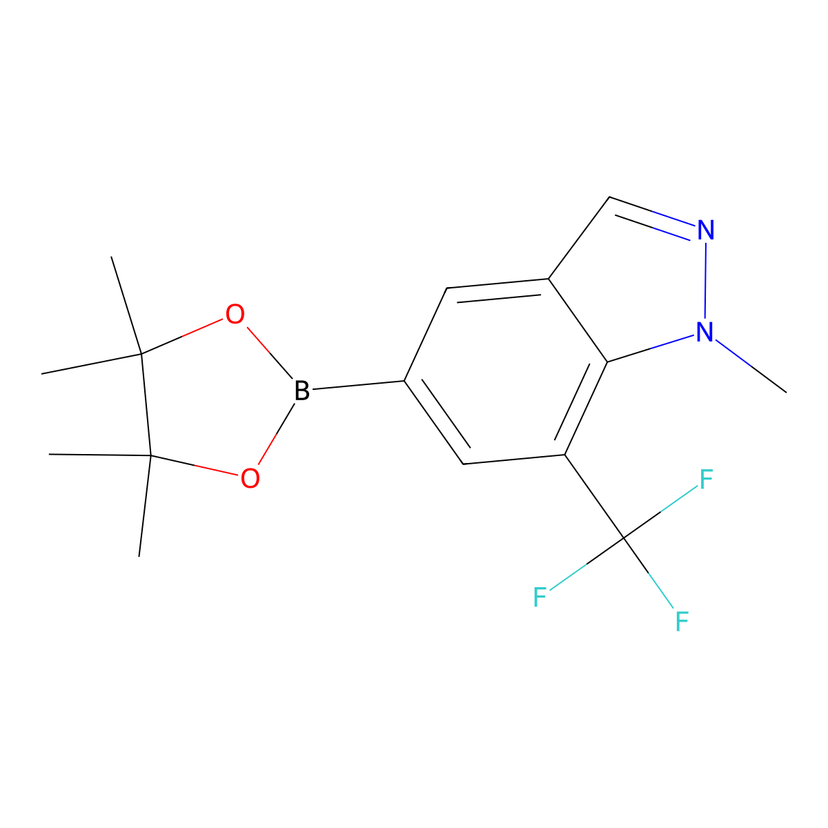 1-Methyl-5-(4,4,5,5-tetramethyl-1,3,2-dioxaborolan-2-yl)-7-(trifluoromethyl)-1H-indazole molecular structure, CAS 2247451-17-6