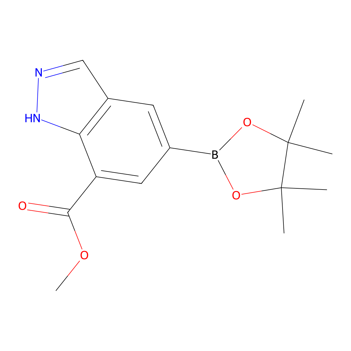 Methyl 5-(4,4,5,5-tetramethyl-1,3,2-dioxaborolan-2-YL)-1H-indazole-7-carboxylate molecular structure, CAS 2247451-32-5