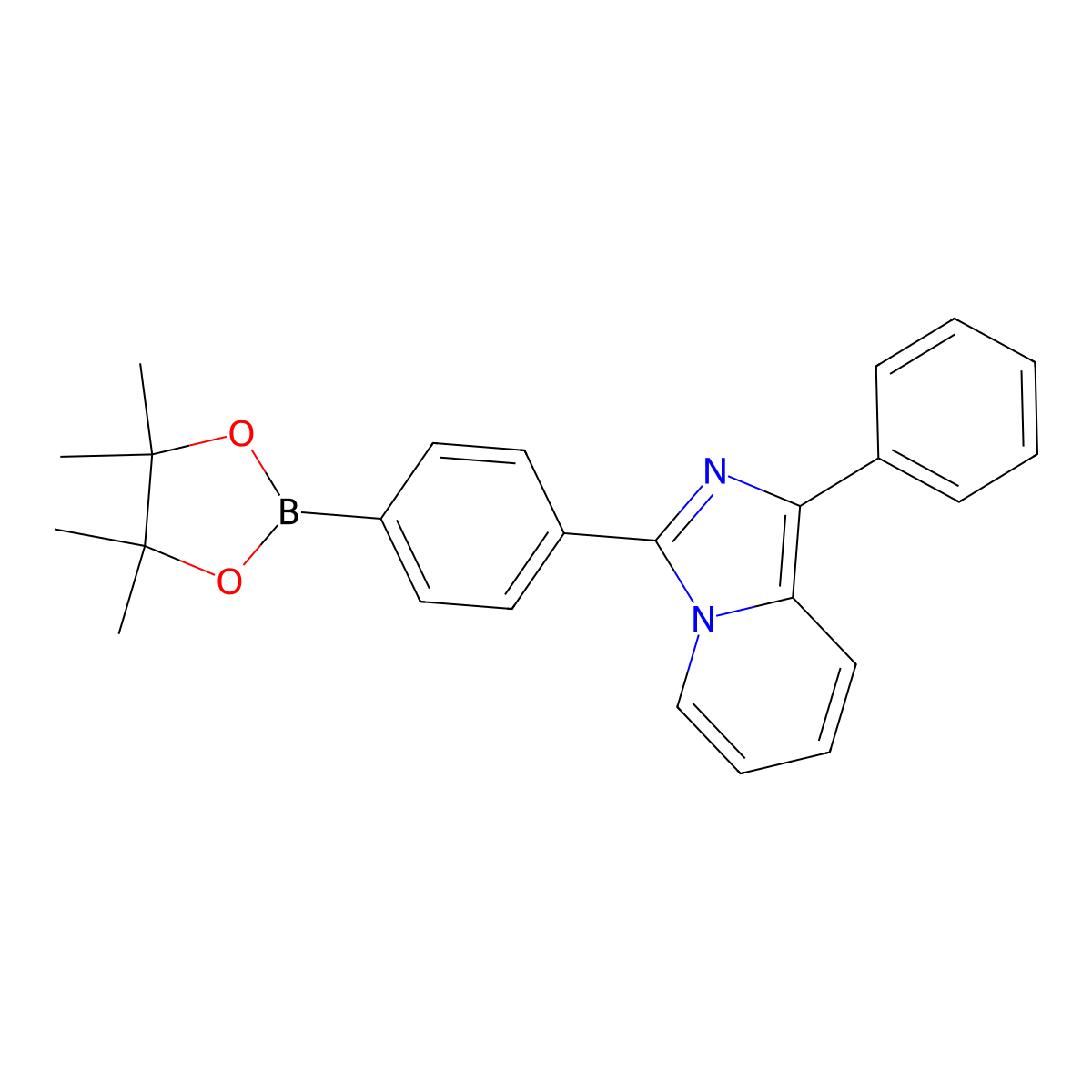 1-Phenyl-3-(4-(4,4,5,5-tetramethyl-1,3,2-dioxaborolan-2-yl)phenyl)imidazo[1,5-a]pyridine molecular structure, CAS 2247546-38-7