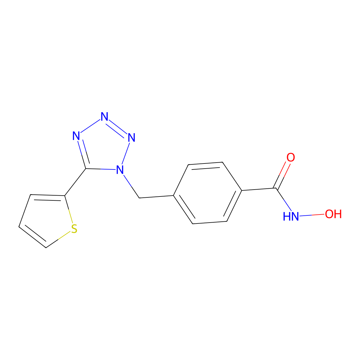 N-Hydroxy-4-((5-(thien-2-yl)-1H-tetrazol-1-yl)methyl)benzamide molecular structure, CAS 2247608-27-9