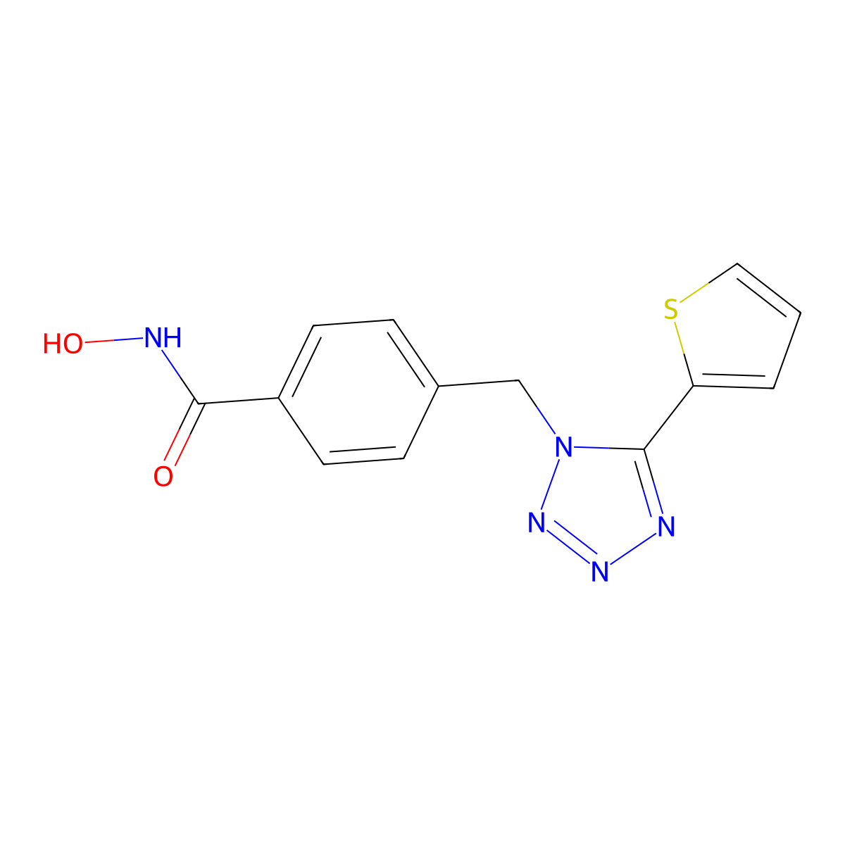N-Hydroxy-4-((5-(thien-2-yl)-1H-tetrazol-1-yl)methyl)benzamide molecular structure, CAS 2247608-27-9