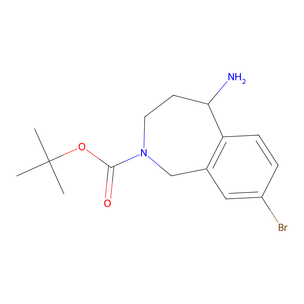 tert-Butyl (R)-5-amino-8-bromo-1,3,4,5-tetrahydro-2H-benzo[c]azepine-2-carboxylate molecular structure, CAS 2247616-17-5