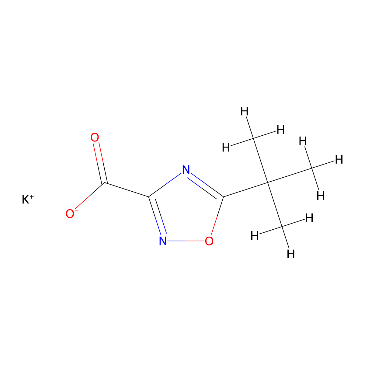 Potassium 5-(tert-butyl)-1,2,4-oxadiazole-3-carboxylate molecular structure, CAS 2247616-83-5