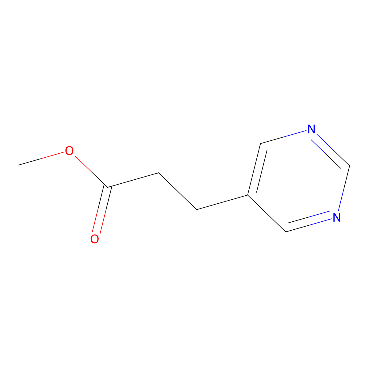 Methyl 3-(pyrimidin-5-yl)propanoate molecular structure, CAS 224776-16-3