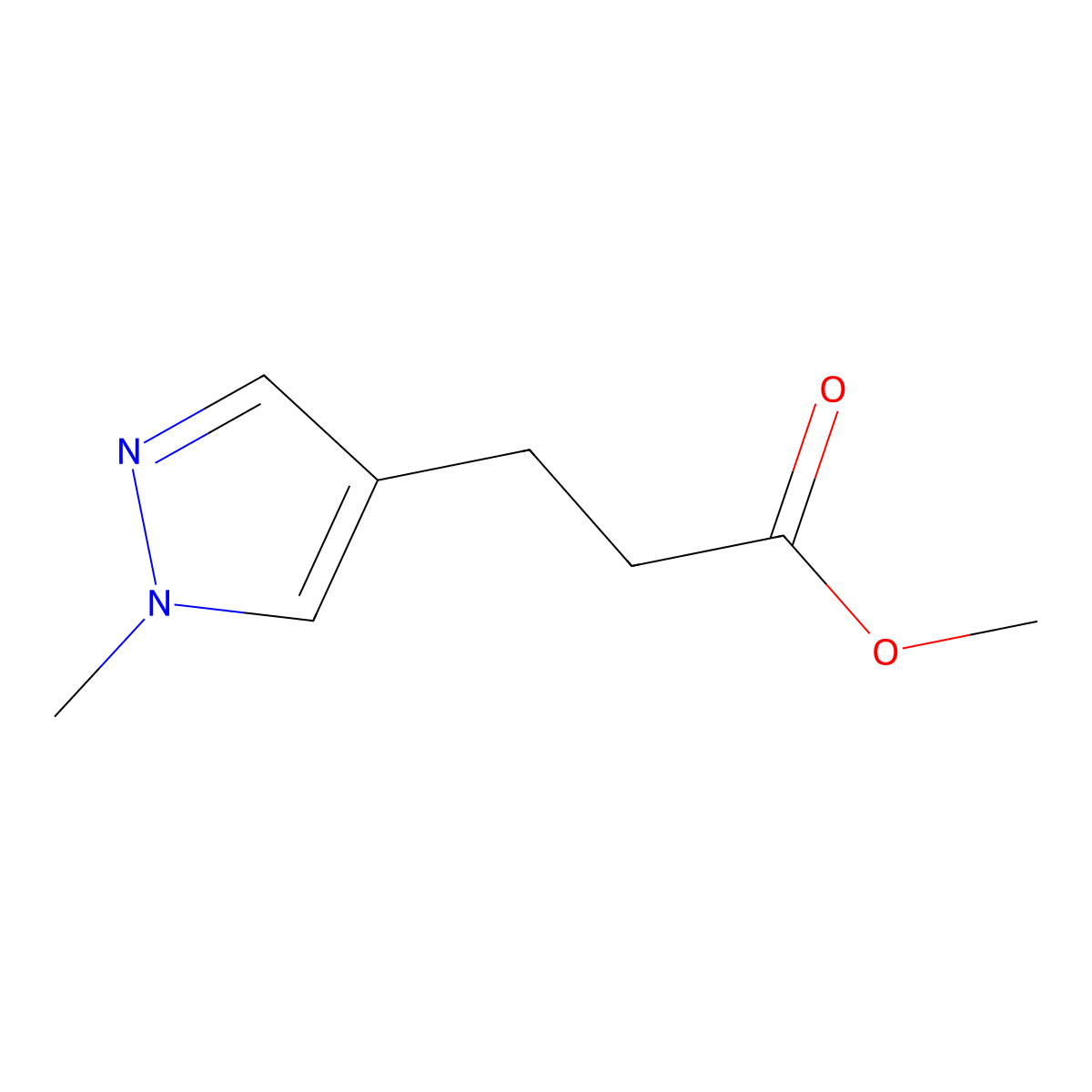 Methyl 3-(1-methyl-1H-pyrazol-4-yl)propanoate molecular structure, CAS 224776-32-3