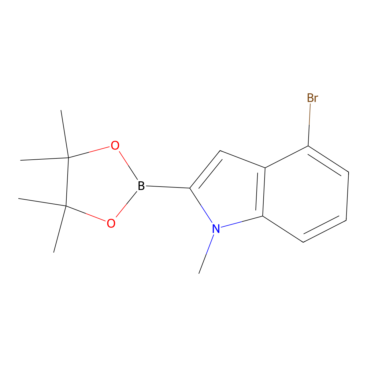 4-Bromo-1-methyl-2-(4,4,5,5-tetramethyl-1,3,2-dioxaborolan-2-YL)-indole molecular structure, CAS 2247798-73-6