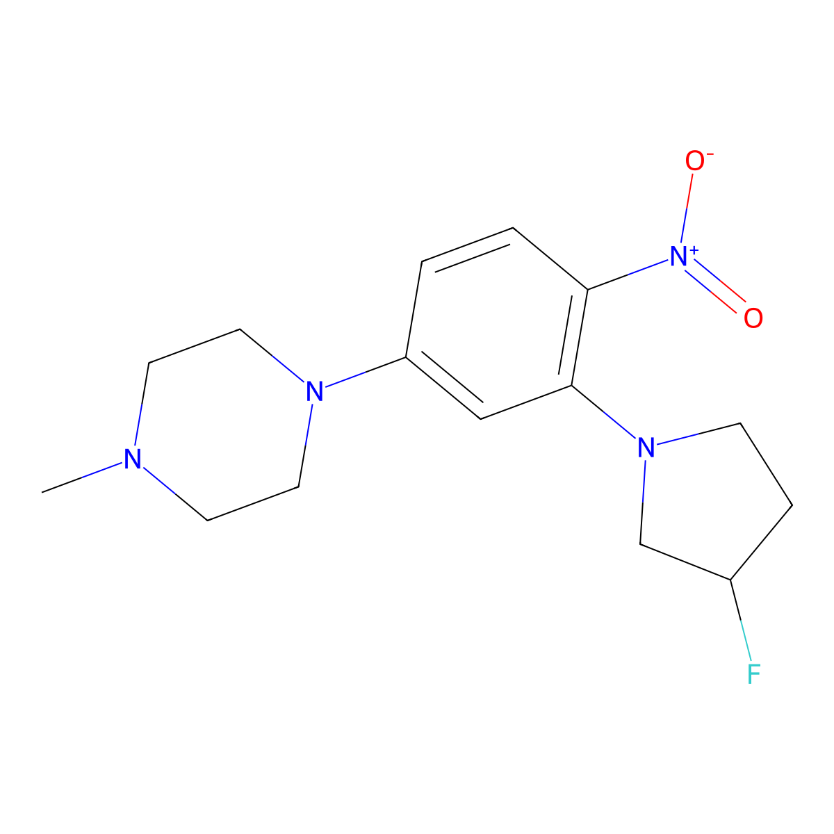 (S)-1-(3-(3-fluoropyrrolidin-1-yl)-4-nitrophenyl)-4-methylpiperazine molecular structure, CAS 2247844-73-9
