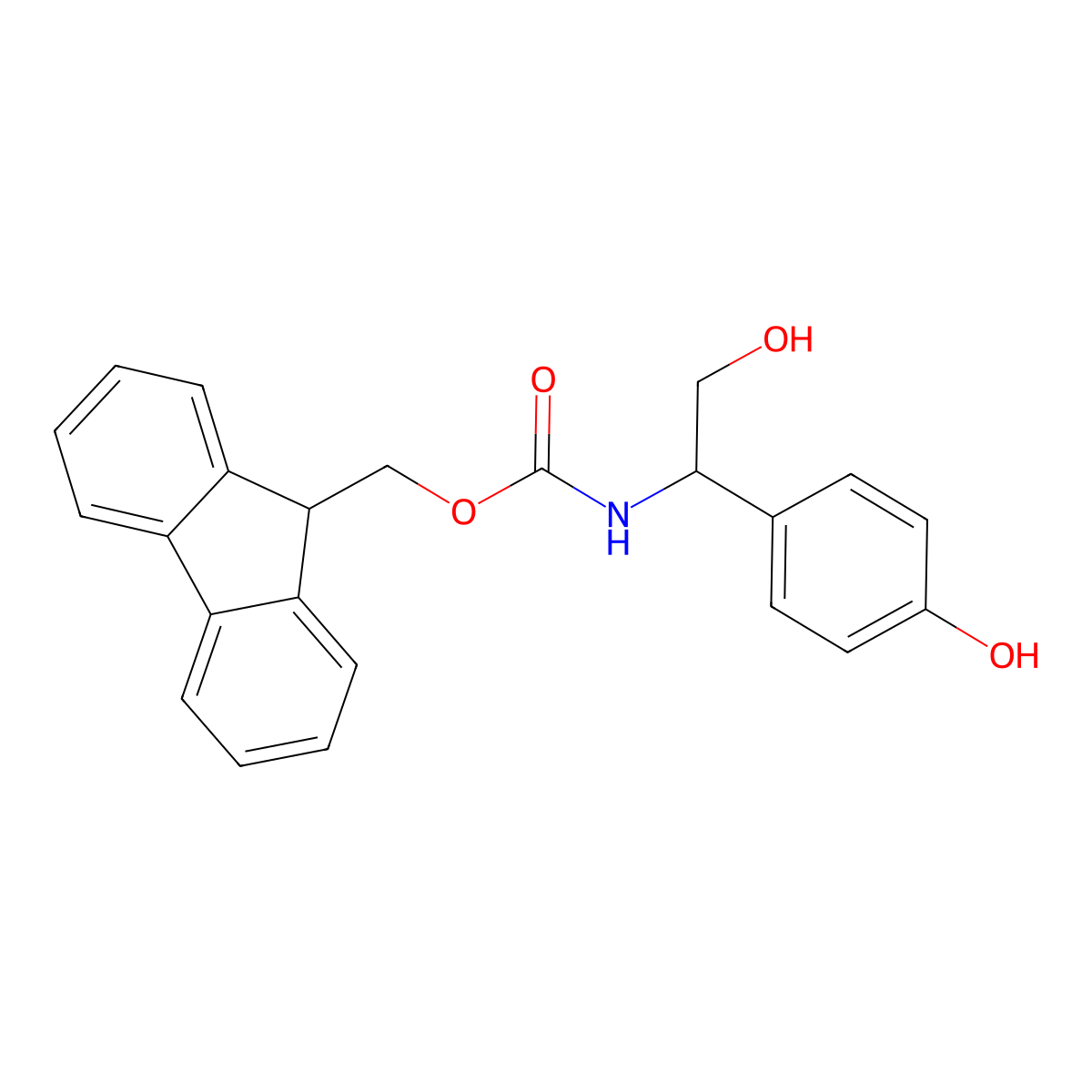 (R)-(9H-fluoren-9-yl)methyl (2-hydroxy-1-(4-hydroxyphenyl)ethyl)carbamate molecular structure, CAS 2247844-74-0