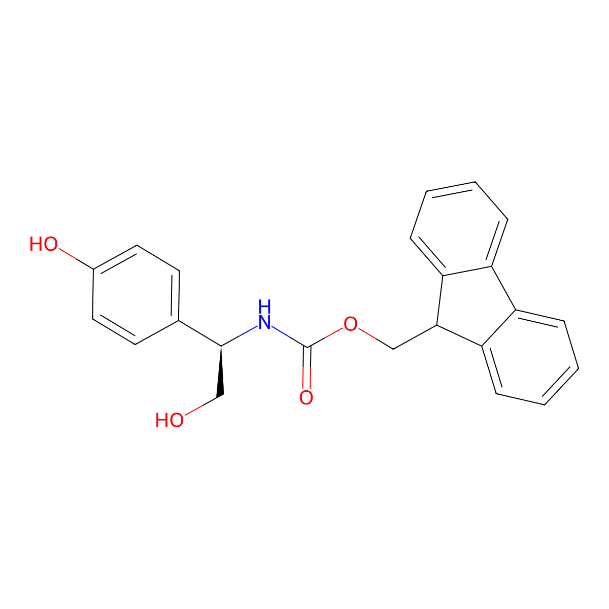 (R)-(9H-fluoren-9-yl)methyl (2-hydroxy-1-(4-hydroxyphenyl)ethyl)carbamate molecular structure, CAS 2247844-74-0
