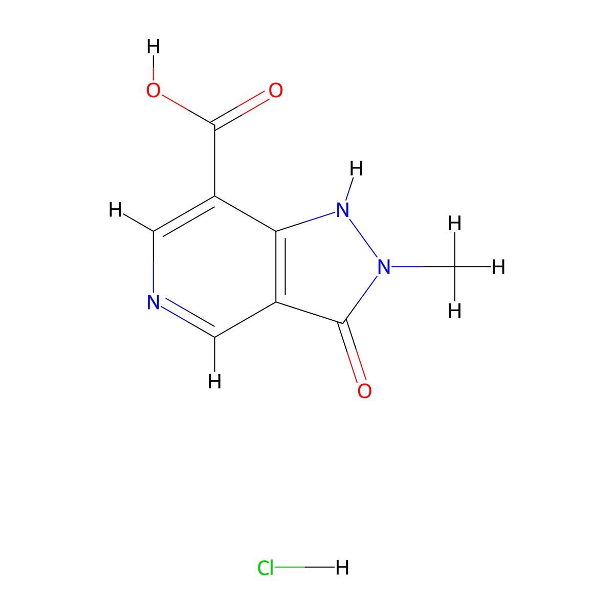 2-methyl-3-oxo-2,3-dihydro-1H-pyrazolo[4,3-c]pyridine-7-carboxylic acid hydrochloride molecular structure, CAS 2247849-71-2